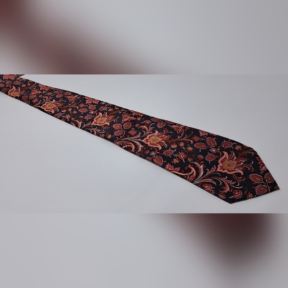 Canali Men's Tie Neck Tie Red Paisley Floral  Seta Silk Italy 60" - Picture 4 of 8